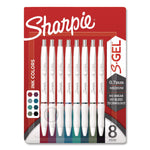 S-Gel Fashion Barrel Gel Pen, Retractable, Medium 0.7 mm, Assorted Ink, White Barrel, 8/Pack