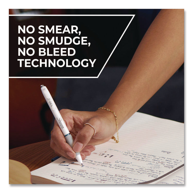 S-Gel Fashion Barrel Gel Pen, Retractable, Medium 0.7 mm, Assorted Ink, White Barrel, 8/Pack