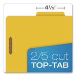 Reinforced Pressboard Classification Folders, 1.75" Expansion, 1 Divider, 4 Fasteners, Letter Size, Yellow Exterior, 10/Box