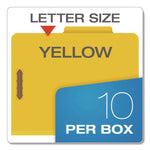 Reinforced Pressboard Classification Folders, 1.75" Expansion, 1 Divider, 4 Fasteners, Letter Size, Yellow Exterior, 10/Box