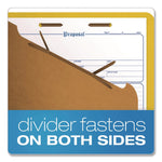 Reinforced Pressboard Classification Folders, 1.75" Expansion, 1 Divider, 4 Fasteners, Letter Size, Yellow Exterior, 10/Box