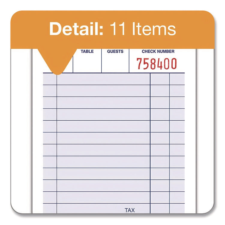 One-Part Guest Check Pad, One-Part (No Copies), 3.35 x 4.94, 100 Forms/Pad, 12 Pads/Pack