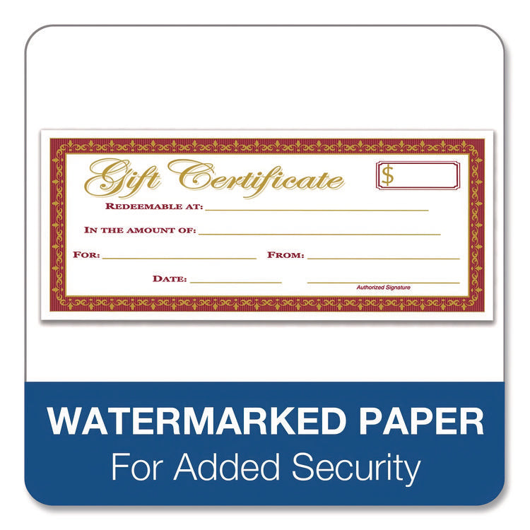 Gift Certificate with Stub Book, 7.81 x 3.25, Cream, 25 Certificates