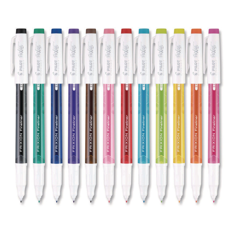 FriXion Fineliner Erasable Porous Point Pen, Stick, Fine 0.7 mm, Assorted Ink, Assorted Barrel, 12/Pack