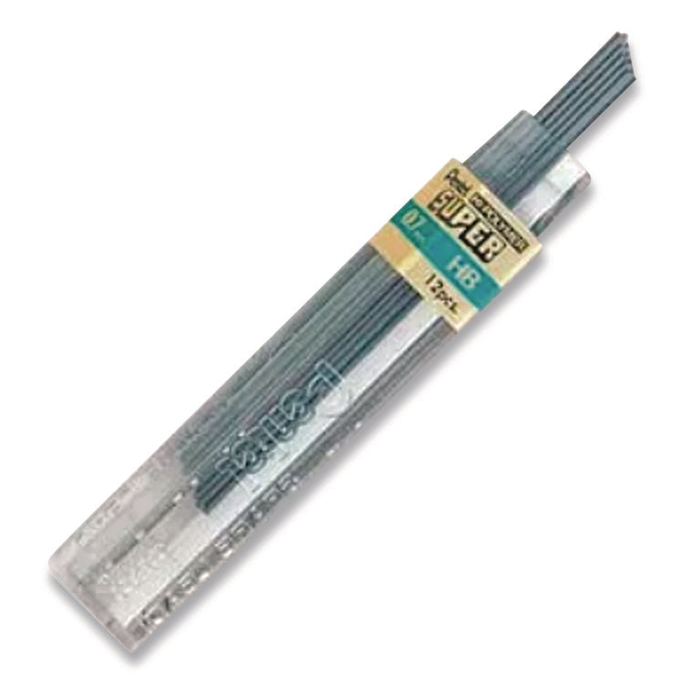 Super Hi-Polymer Lead Refill, 0.7 mm, HB, Black, 12 Leads/Tube, 3 Tubes/Pack