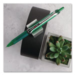 Precise V5RT Rollerball Pen, Retractable, Extra-Fine 0.5 mm, Green Ink, Green/Silver Barrel