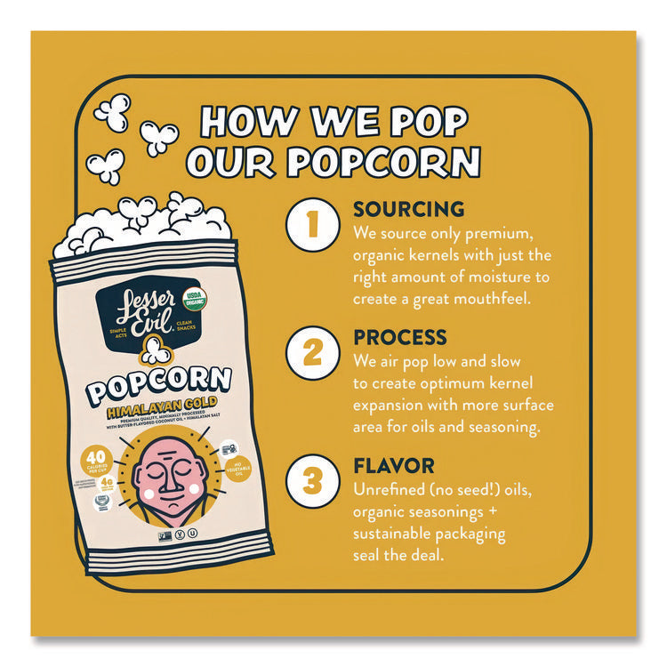 Snack Organic Himalayan Gold Popcorn, 0.88 oz Bag, 18/Carton