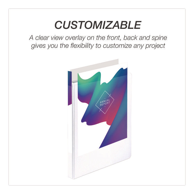 Economy Round Ring View Binders, 3 Rings, 0.5" Capacity, 11.5 x 8.5, White, 12/Carton