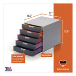 VARICOLOR Stackable Plastic Drawer Box, 5 Drawers, Letter to Folio Size Files, 11.5" x 14" x 11", Gray