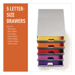 VARICOLOR Stackable Plastic Drawer Box, 5 Drawers, Letter to Folio Size Files, 11.5" x 14" x 11", Gray