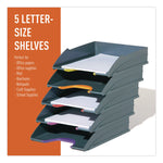 VARICOLOR 5-Compartment Stackable Plastic Letter Tray Set, Letter to Folio Size Files, 10.39 x 13.23 x 2.91, Anthracite Gray