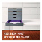 VARICOLOR Stackable Plastic Drawer Box, 5 Drawers, Letter to Folio Size Files, 11.5" x 14" x 11", Gray