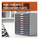 VARICOLOR Stackable Plastic Drawer Box, 10 Drawers, Letter to Folio Size Files, 11" x 14" x 11.5", Gray