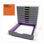 VARICOLOR Stackable Plastic Drawer Box, 10 Drawers, Letter to Folio Size Files, 11" x 14" x 11.5", Gray