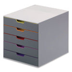 VARICOLOR Stackable Plastic Drawer Box, 5 Drawers, Letter to Folio Size Files, 11.5" x 14" x 11", Gray
