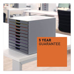 VARICOLOR Stackable Plastic Drawer Box, 10 Drawers, Letter to Folio Size Files, 11" x 14" x 11.5", Gray