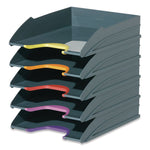 VARICOLOR 5-Compartment Stackable Plastic Letter Tray Set, Letter to Folio Size Files, 10.39 x 13.23 x 2.91, Anthracite Gray