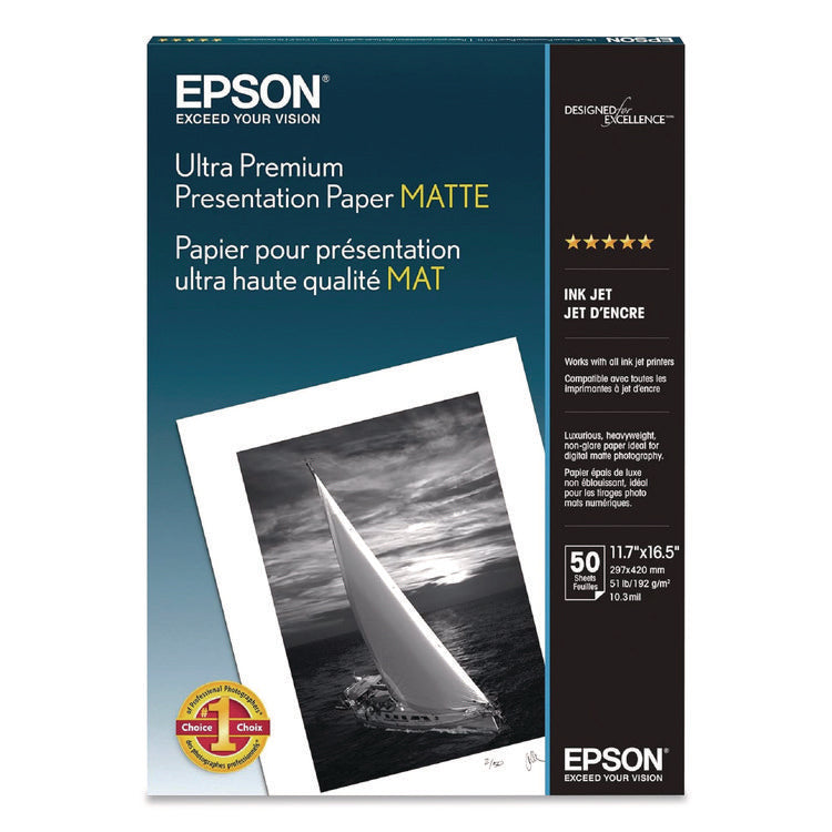 Ultra Premium Matte Presentation Paper, 10 Mil, 11.75 X 16.5, White, 50/pack