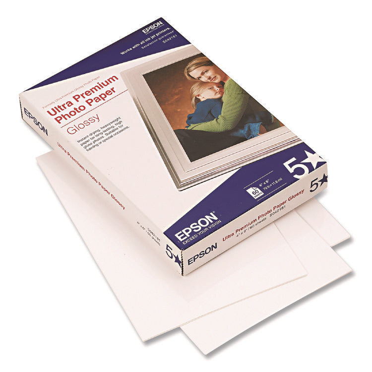 Ultra Premium Glossy Photo Paper, 11.8 Mil, 4 X 6, Glossy Bright White, 60/pack