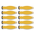 Safety Cutter, 5.75" Plastic Handle, Yellow, 10/Pack