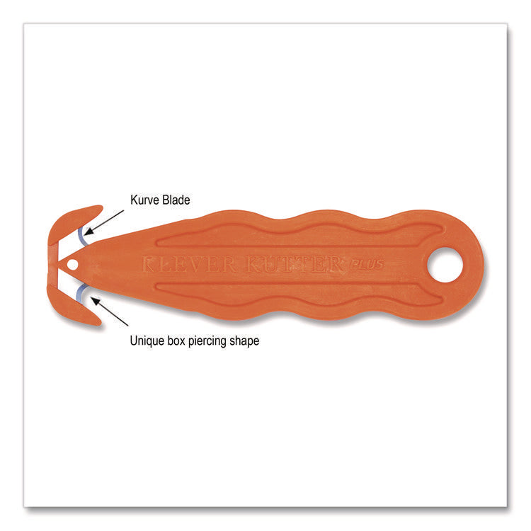 Kurve Blade Plus Safety Cutter, 5.75" Plastic Handle, Orange, 10/Box