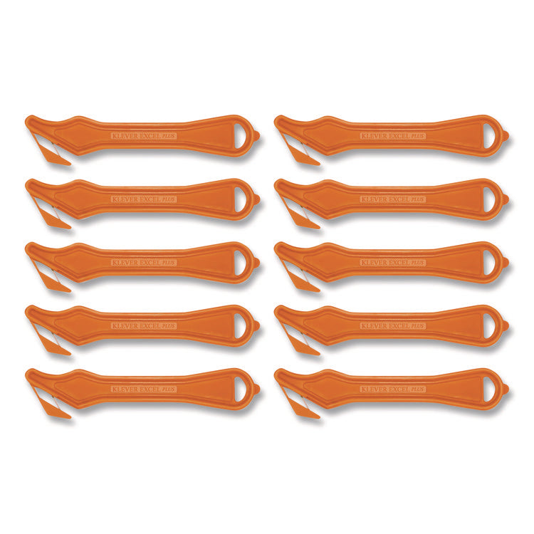 Excel Plus Safety Cutter, 7" Plastic Handle, Orange, 10/Box