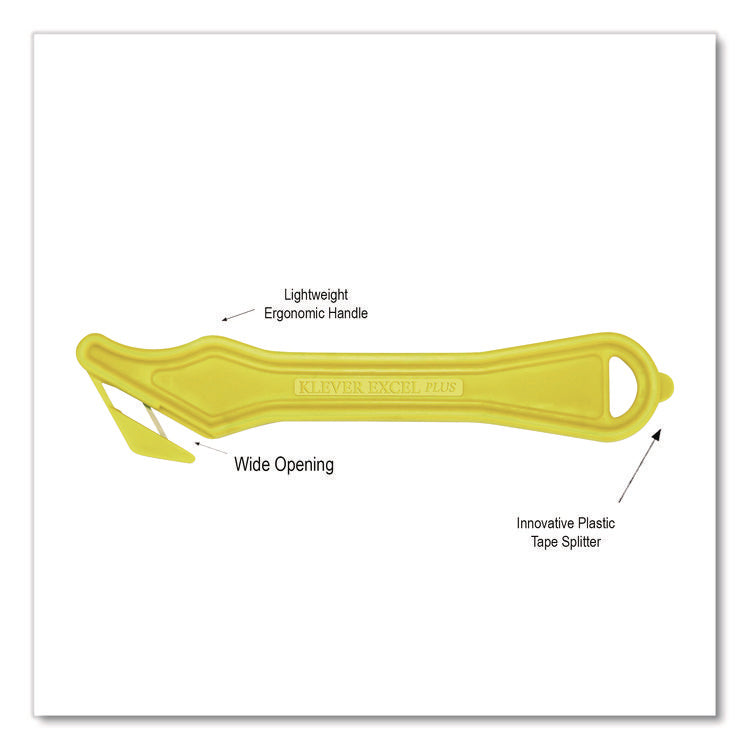 Excel Plus Safety Cutter, 7" Plastic Handle, Yellow, 10/Pack