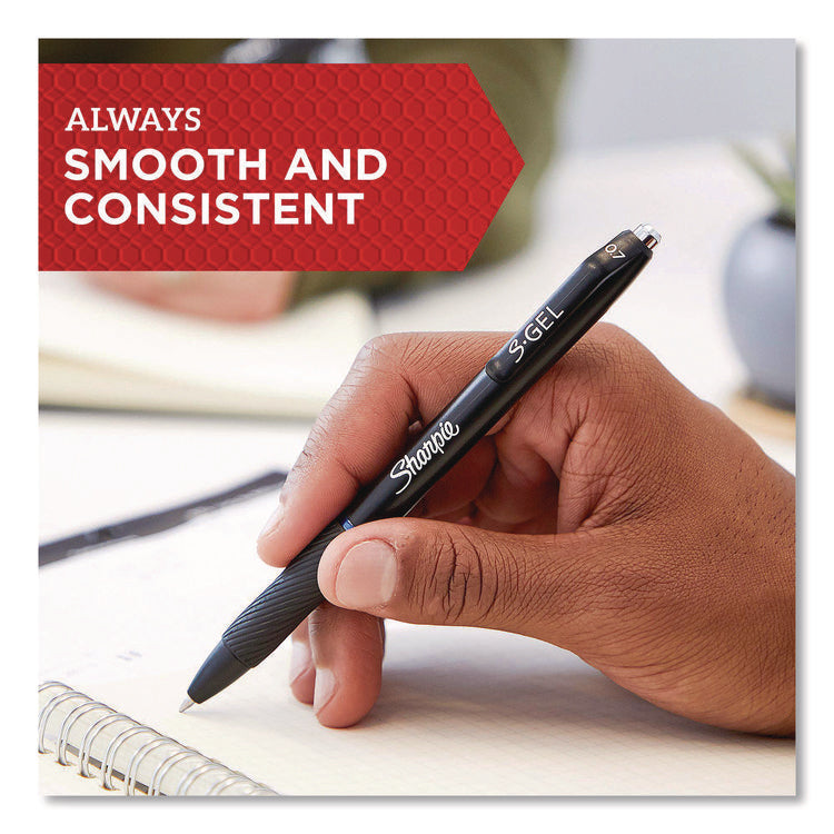 Sharpie S-Gel Gel Pen, Retractable, Medium 0.7 mm, Blue Ink, Black Barrel, 36/Pack