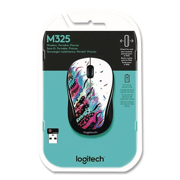 M325 Wireless Mouse, 2.4 GHz Frequency/30 ft Wireless Range, Left/Right Hand Use, Celebrate