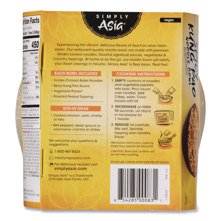 Simply Asia Spicy Kung Pao Noodle Bowl, 8.5 oz, 6/Carton