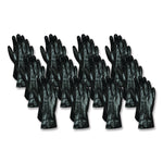 Rough Finish Single Dipped PVC Gloves, 12" Long, Large, Black, 12 Pairs