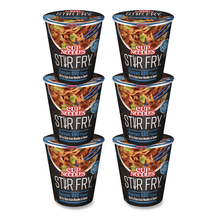 Cup Noodles Stir Fry, Korean BBQ, 2.89 oz Cup, 6/Carton