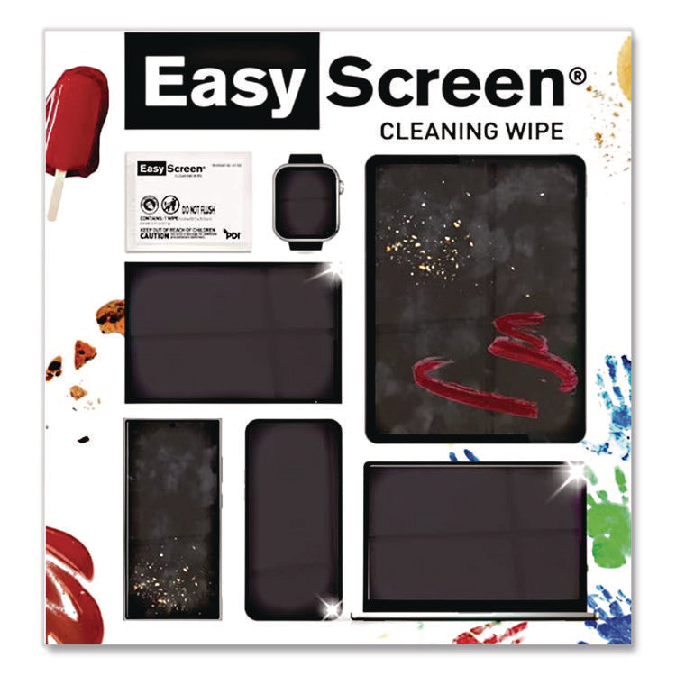 PDI Easy Screen Cleaning Wipes, Individually Wrapped, 1-Ply, 5 x 8, Unscented, White, 50/Box