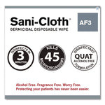 Sani-Cloth AF3 Germicidal Disposable Wipes, Extra-Large, 1-Ply, 7.5" x 15", Unscented, White, 75/Pack