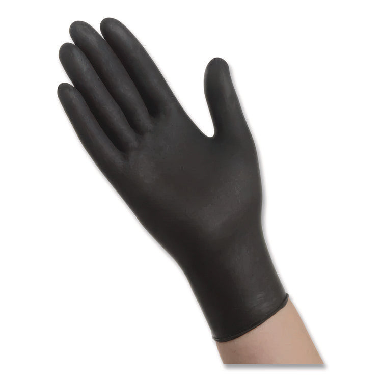 N720 Series Powder-Free Nitrile Gloves, Medium, 6 mil Thick, 12" Long, Black, 100/Box, 10 Boxes/Carton