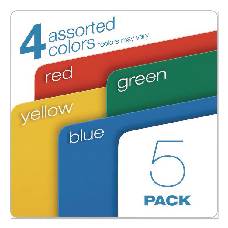 Heavy Duty Reinforced File Pocket, 3.5" Expansion, Letter Size, Randomly Assorted Colors, 5/Box