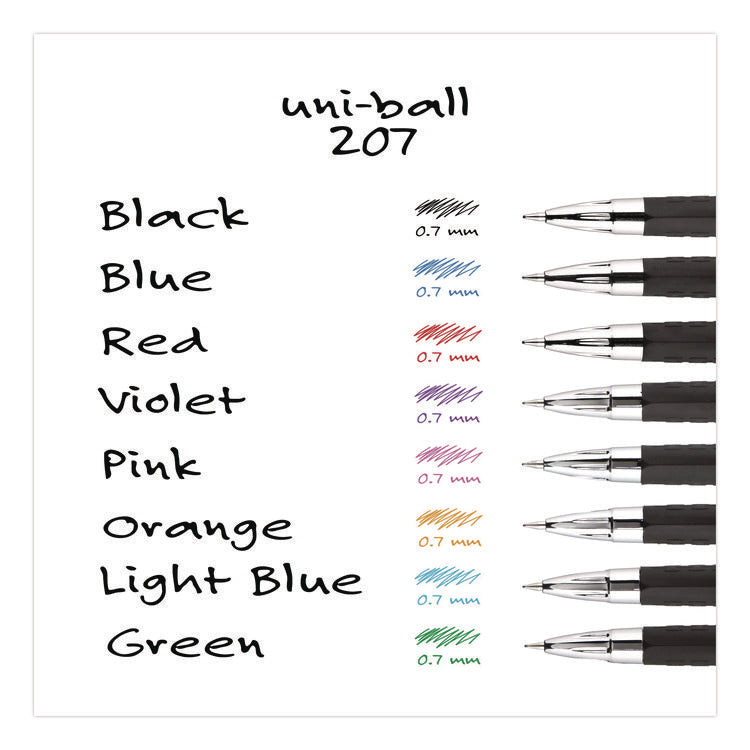 Signo 207 Gel Pen, Retractable, Medium 0.7 mm, Black Ink, Clear/Black Barrel, 8/Pack