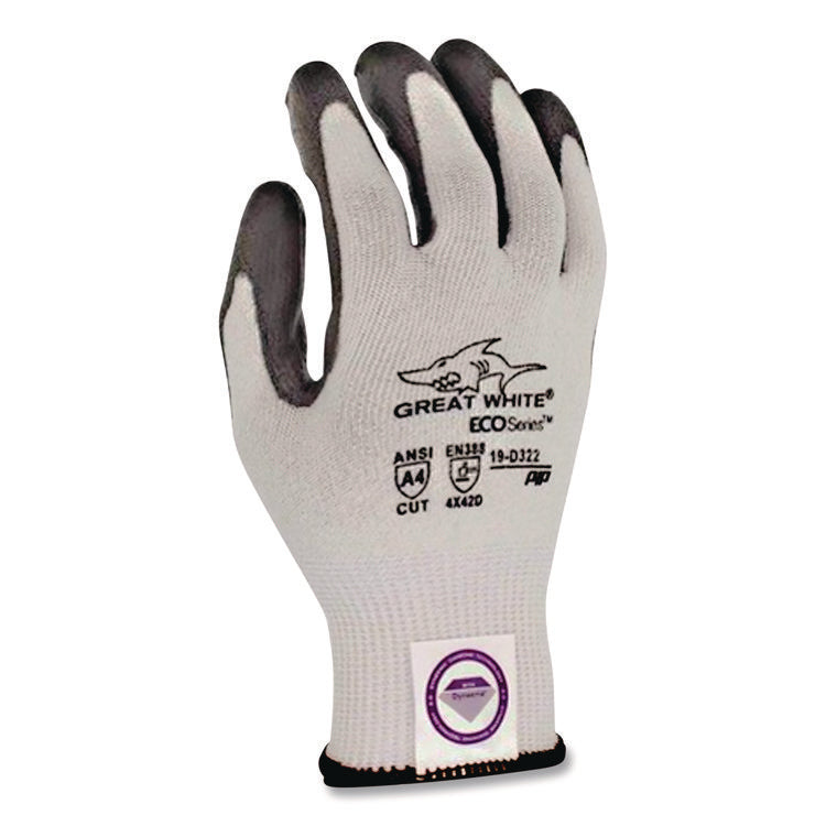 Great White 3GX Seamless Knit Dyneema Diamond Blended Gloves, EN388: 4542, Medium, White/Gray, Pair