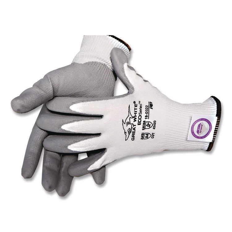 Great White 3GX Seamless Knit Dyneema Diamond Blended Gloves, EN388: 4542, X-Large, White/Gray, Pair