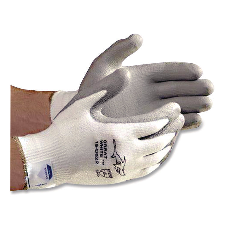 Great White 3GX Seamless Knit Dyneema Diamond Blended Gloves, EN388: 4542, X-Large, White/Gray, Pair