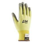G-Tek KEV Cut-Resistant Seamless-Knit Gloves, EN388: 4231, Large (Size 9), Yellow/Gray, 12 Pairs