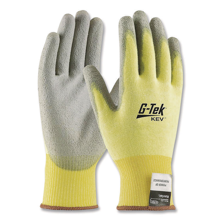 G-Tek KEV Cut-Resistant Seamless-Knit Gloves, EN388: 4231, X-Large (Size 10), Yellow/Gray, 12 Pairs