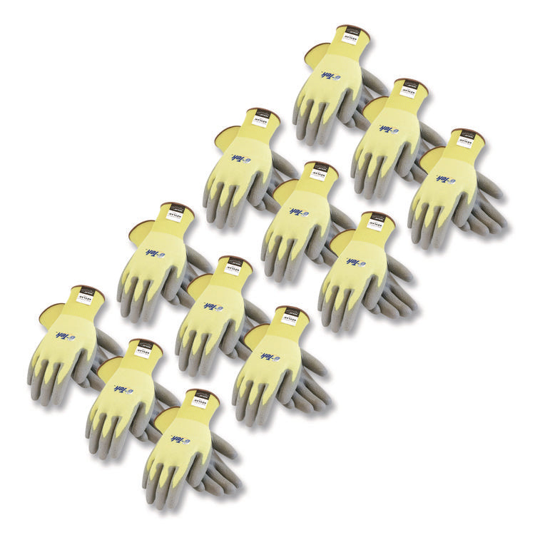 G-Tek KEV Cut-Resistant Seamless-Knit Gloves, EN388: 4231, X-Large (Size 10), Yellow/Gray, 12 Pairs