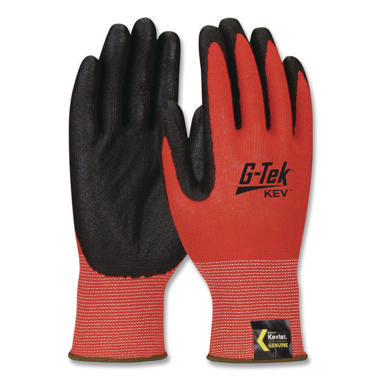 KEV Hi-Vis Seamless Knit Kevlar Gloves, EN388: 4X31, Large, Red/Black, Pair