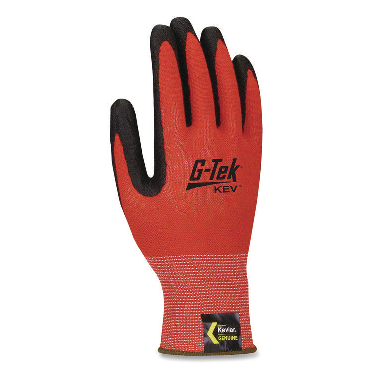 KEV Hi-Vis Seamless Knit Kevlar Gloves, EN388: 4X31, Medium, Red/Black, Pair