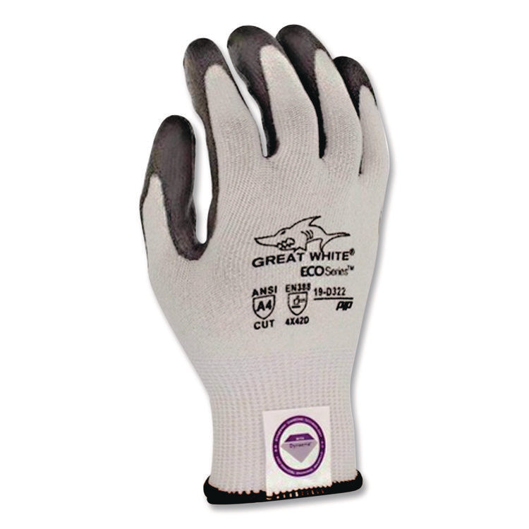Great White 3GX Seamless Knit Dyneema Diamond Blended Gloves, EN388: 4542, Large, White/Gray, Pair