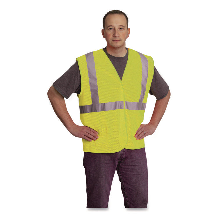 ANSI Class 2 Hook and Loop Safety Vest, 2X-Large, Hi-Viz Lime Yellow