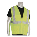 ANSI Class 2 Four Pocket Zipper Safety Vest, Polyester Mesh, Large, Hi-Viz Lime Yellow
