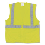 ANSI Class 2 Two-Pocket Zipper Mesh Safety Vest, Large, Hi-Viz Lime Yellow