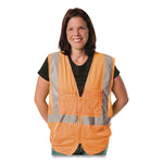 ANSI Class 2 Two-Pocket Zipper Mesh Safety Vest, Polyester Mesh, Large, Orange